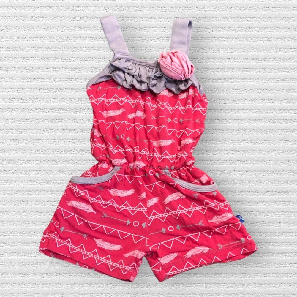 Kickee Pants 12-18m Prickly Pear southwest romper with pockets Pink